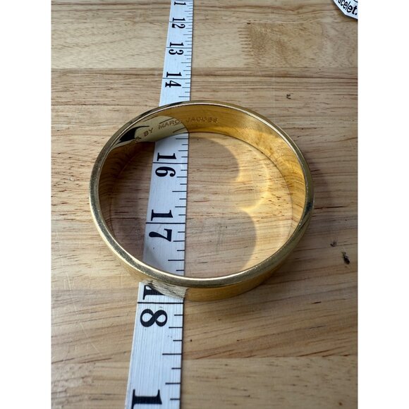 Marc Jacobs Gold Tone Bangle Bracelet With Braided Etched Design - 7" Medium Fit - Picture 7 of 16